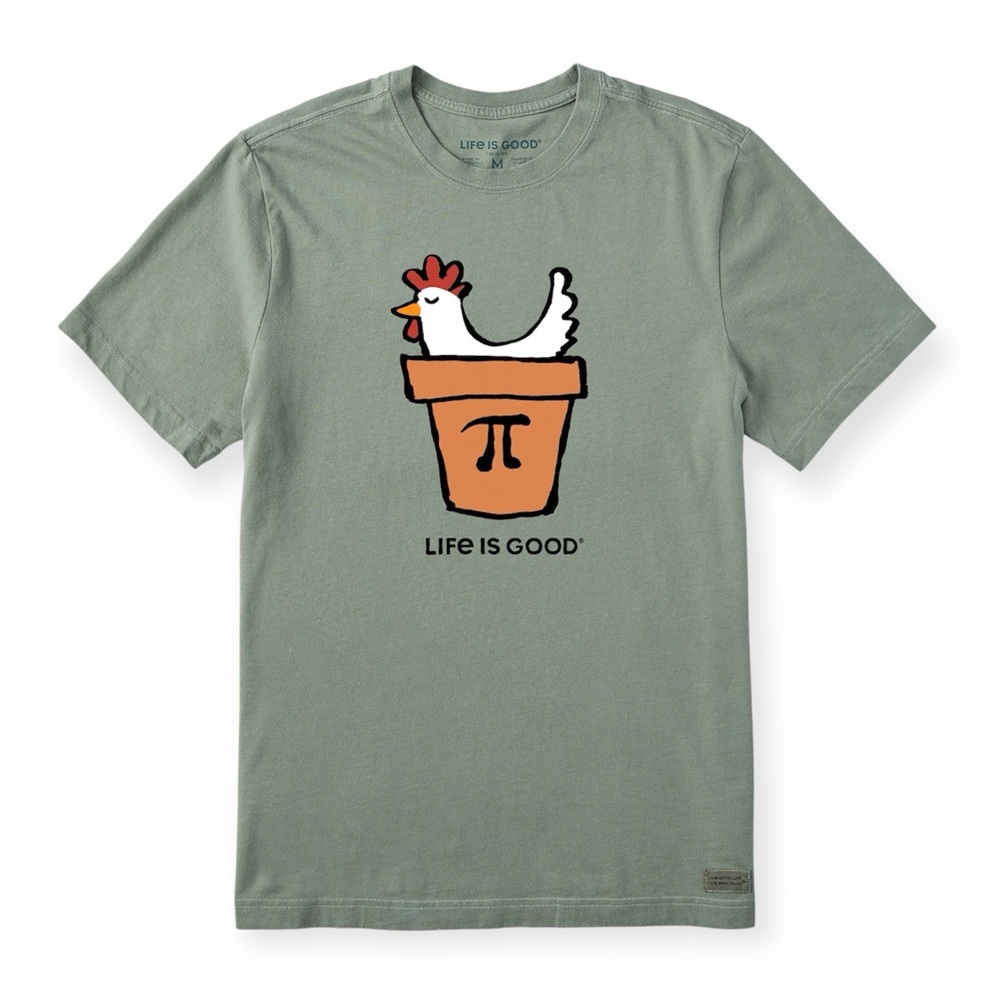 Life Is Good Chicken Pot Pi‎ Crusher Tee Shirt Small NWT